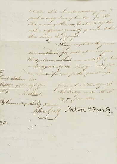 Nelson (Horatio) Manuscript document signed by Admiral