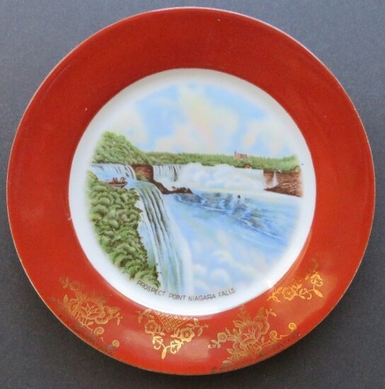 Niagara Falls Porcelain Plate Bavaria Germany- US Zone 1940s
