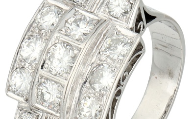 No Reserve - Gold/platinum TANK ring set with approx. 1.96 ct. diamond.
