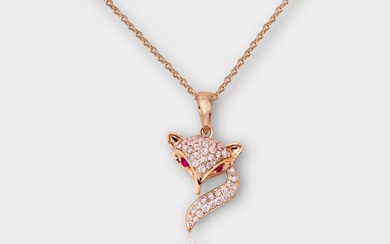 No Reserve- IGI 0.36 ct Natural Pink Diamonds - 14 kt. Pink gold - Necklace Diamond