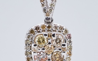 No Reserve Price - 0.46 tcw - Very Light to Fancy Mix Yellow - Brown - 14 kt. White gold - Pendant Diamond