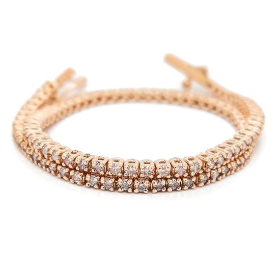 ***No Reserve Price*** IGI Certified 1.20 Carat Pink Diamonds Bracelet - 14 kt. Pink gold - Bracelet