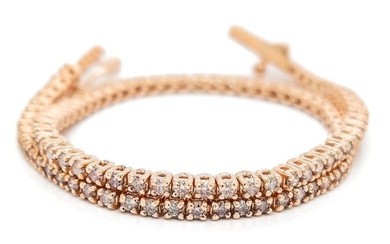 ***No Reserve Price*** IGI Certified 1.20 Carat Pink Diamonds Bracelet - 14 kt. Pink gold - Bracelet