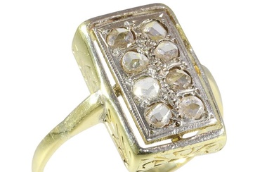 No Reserve Price - Vintage 1930's Art Deco - Ring - 18 kt. Yellow gold Diamond
