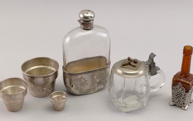 ODD LOT OF GLASS AND SILVER 20th Century