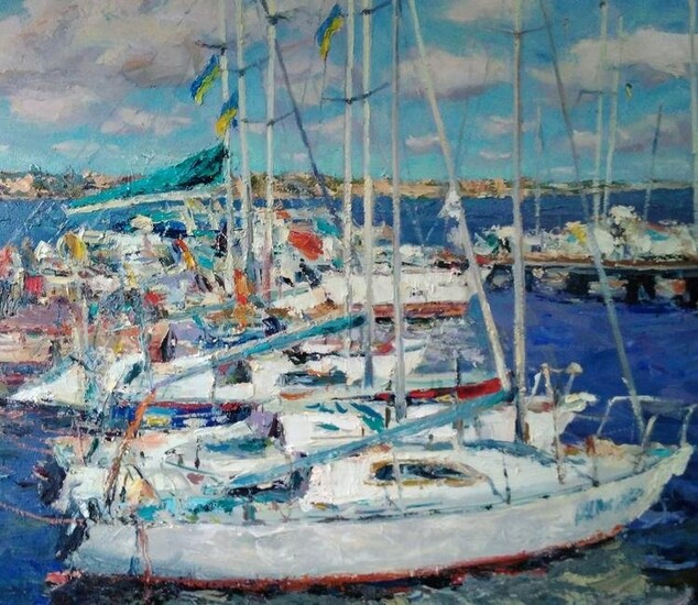 Oil painting Yacht on the pier Alexander Nikolaevich