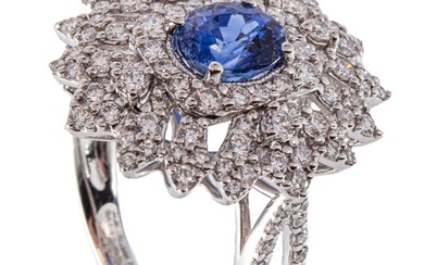 Oscar Friedman Platinum, Sapphire, Diamond Ring
