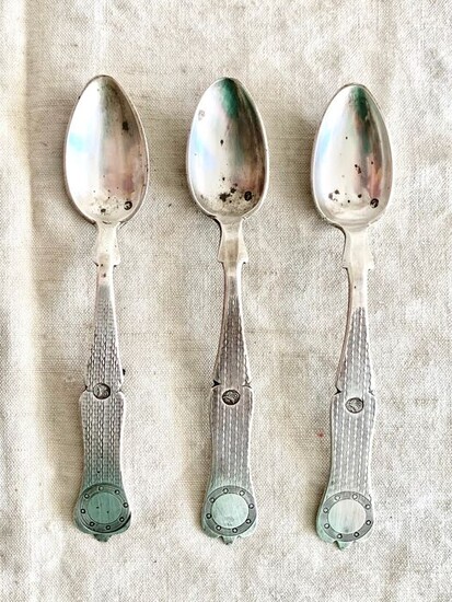 Ottoman Empire - Museum quality antique spoons - Tughra - Hand made(3) - .800 silver - Turkish artist- Turkey - Late 19th century