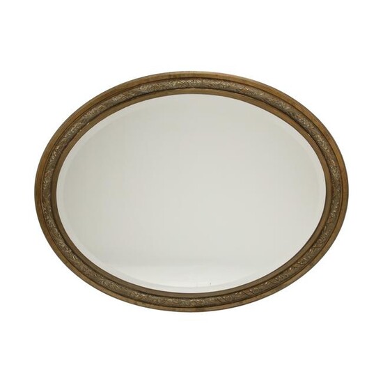 Oval Bronze Beveled Mirror.