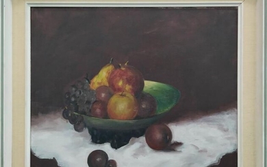 P MATTHEWS, still life with fruit, 20th century, 49cm...