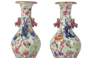 PAIR OF DIMINUTIVE CHINESE FAMILLE ROSE VASES