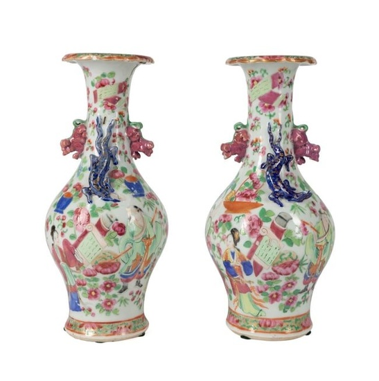 PAIR OF DIMINUTIVE CHINESE FAMILLE ROSE VASES