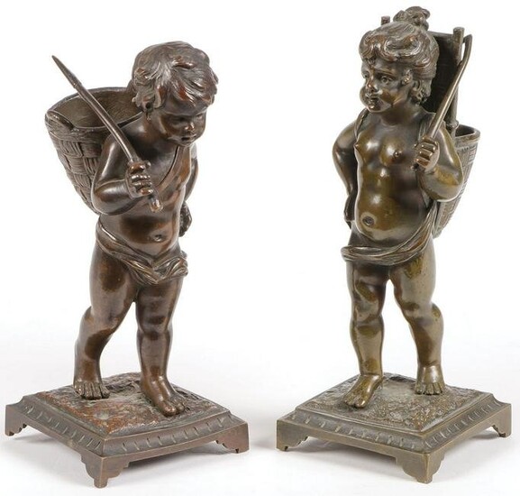 PAIR OF FRENCH BRONZE FIGURAL HOLDERS 19TH C