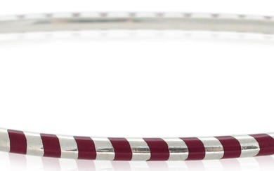 PALOMA PICASSO FOR TIFFANY & CO. STERLING SILVER AND RED ENAMEL VENEZIA PALINA BANGLE, ITALY
