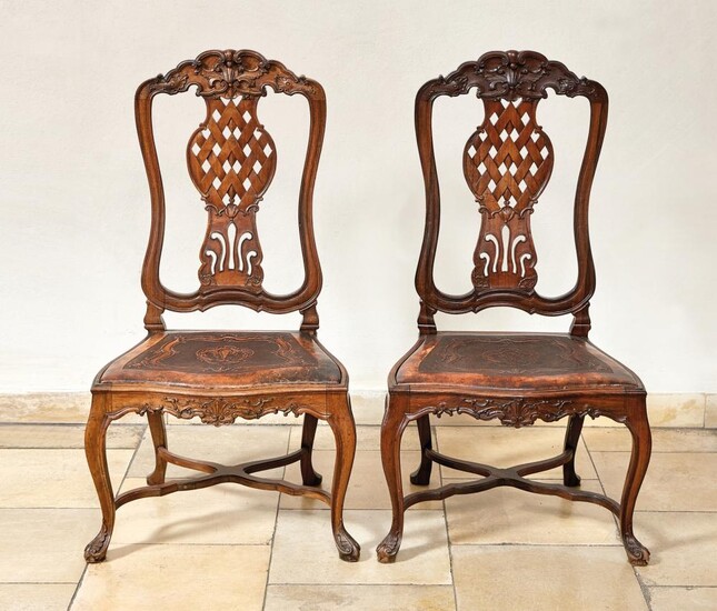 Paar Stühle im Barock-Stil, Portugal, 19. Jh.