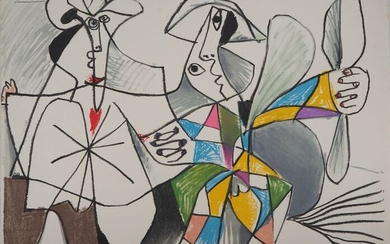 Pablo Picasso (d'après) - Pierrot et arlequin