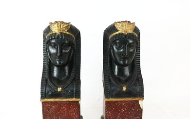 Pair 19th C. Egyptian Revival Busts