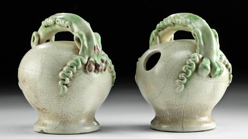 Pair of 16th C. Anamese Glazed Stoneware Lime-Pots