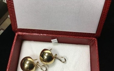 Pair of Ladies 14K Yellow Gold Vintage Full Moon Earrings