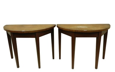 Pair of demilune tables. Early 20th century.