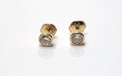 Pair of earrings in 750 thousandths yellow gold...