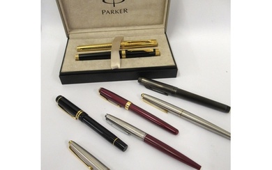 Parker gold plated boxed fountain pen set of two with 18ct g...