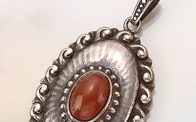 Pendant with agate , 800 silver, german...