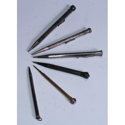 Pens - a 19th century gold coloured metal propelling pencil,...