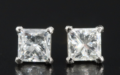Platinum 1.50 CTW Diamond Stud Earrings with Single GIA eReport
