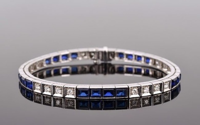 Platinum, Diamond & Sapphire Estate Bracelet