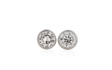 Platinum and Diamond Stud Earrings