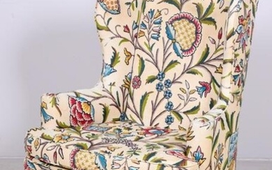Queen Anne style crewel work wing chair