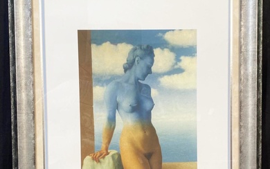 RENE MAGRITTE (1898-1967) LIMITED EDITION SIGNED COLOR LITHOGRAPH TITLED BLACK MAGIC II WITH COA – 27IN x 35IN