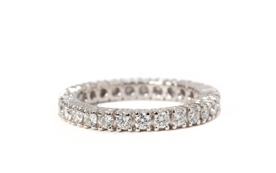 RING, 18K white gold with brilliant cut diamonds, total 1.35 ct.