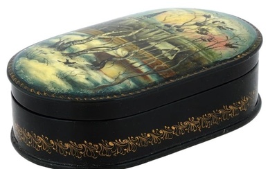 RUSSIAN TRADITIONAL LACQUERED FEDOSKINO TRINKET BOX