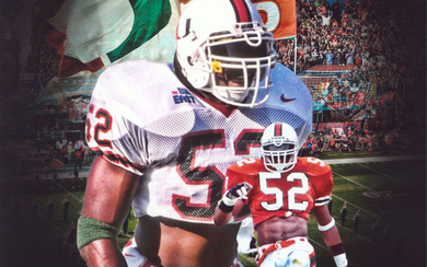 Ray Lewis Signed Miami Hurricanes 11x14 Photo (Beckett)