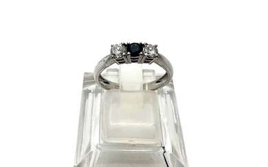 Ring White gold Diamond (Natural) - Sapphire