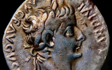 Roman Empire. Tiberius (AD 14-37). AR Denarius,Tribute Penny type. Lugdunum mint, AD 18-35.