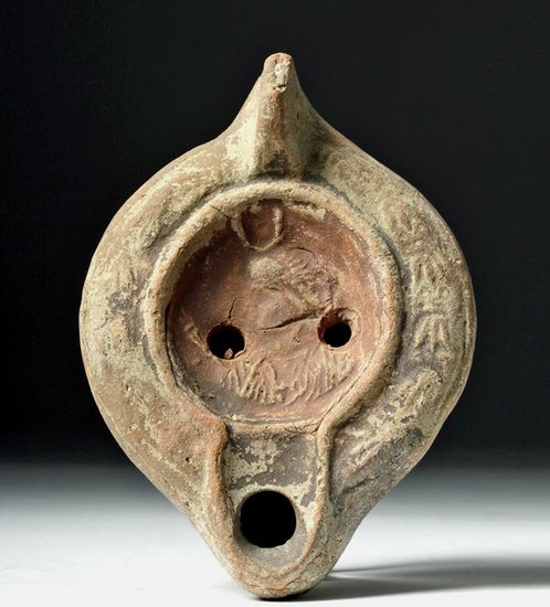 Roman Pottery Oil Lamp - Bust of Astarte