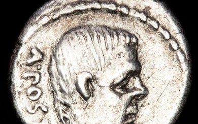 Roman Republic - Imperatorial - Denarius - Albinus Bruti f. from Rome mint, 48 B.C. ALBINV / BRVTI . F within barley wreath, scarce - Silver