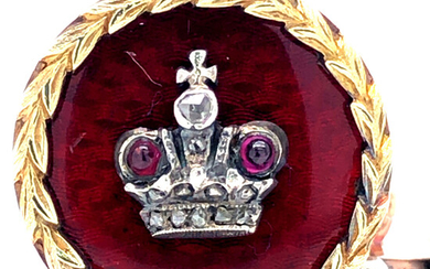 Romanov Faberge Guilloche Diamond Vest Fob14K RARE