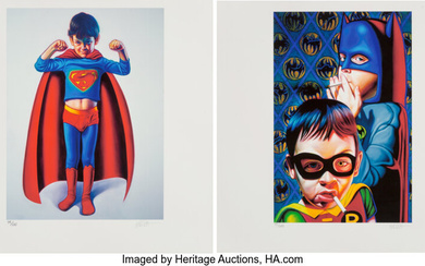 Ron English (b. 1959), Batman and the Boy Blunder II and Super Boy (two works) (2007)