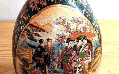 Royal Satsuma Hand Painted Earthenware Egg