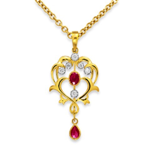 Ruby Pendant set with 0.36ct. Rubies and 0.13 ct. diamonds. ...