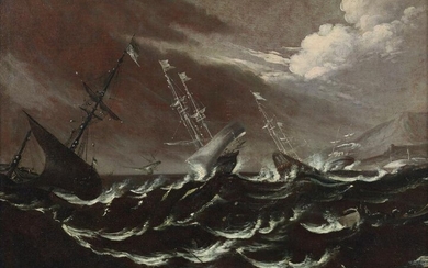 SALVATORE ROSA Attributed to. Boats in the storm.