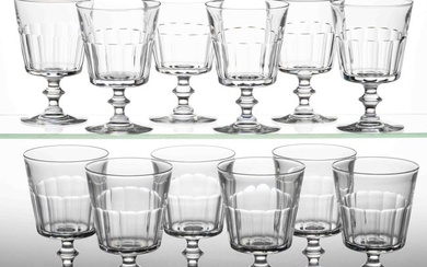 STEUBEN NO. 7725 CUT-FLUTE CRYSTAL ART GLASS GOBLETS, LOT OF 12
