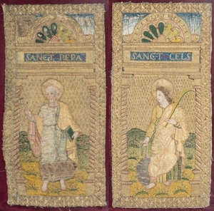 Saint Peter and Saint Celsus Two embroidered fragments.