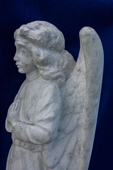 Sculpture, Angel - 50 cm - White Carrara Marble - 20th century