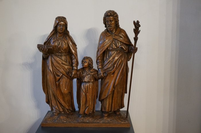 Sculpture, Holy Family, 17th century - 52 cm - Wood