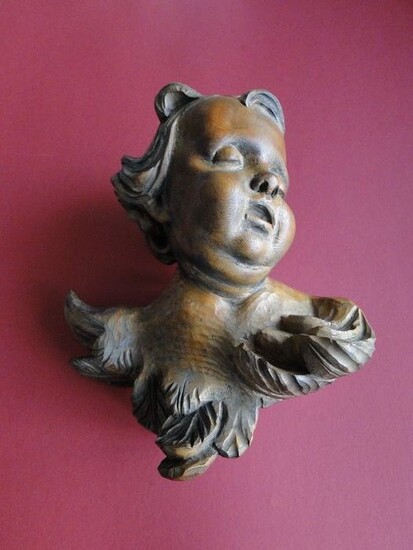 Sculpture, Putto / big angel with wings (1) - Baroque - Wood - 19th century